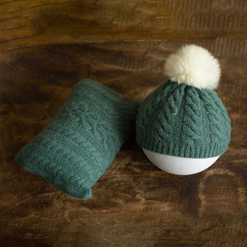 Bộ Gối Và Mũ Đan Len Xinh Xắn Dùng Làm Đạo Cụ Chụp Ảnh Cho Bé Sơ Sinh