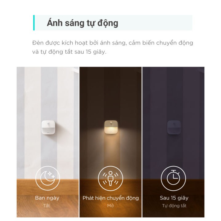 Bộ 3 đèn Anker EUFY Lumi Stick-On Night Light công suất 0.1W dùng pin AAA - T1301 - Đèn tự động tắt/mở theo ánh sáng