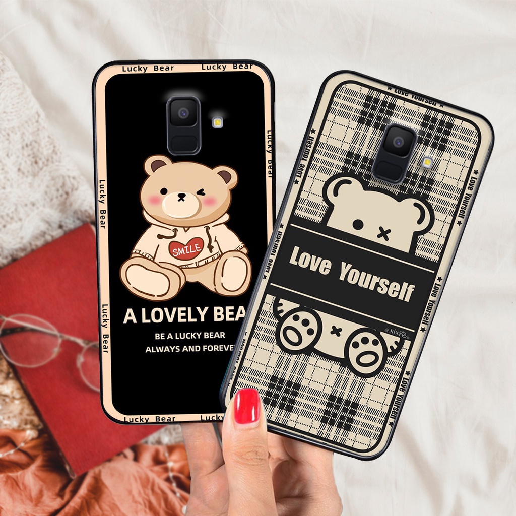 Ốp lưng Samsung A8 2018 / A8 Plus / A8+ in hình cute, chú gấu thể thao tinh nghịch cực đáng yêu