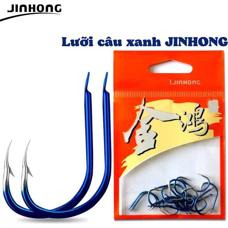 Lưỡi Câu Cá cao cấp JinHong màu Xanh ( vỉ 20 chiếc ) , có nghạnh , kết cấu thông minh , chống tuột tốt ( đồ câu coye )