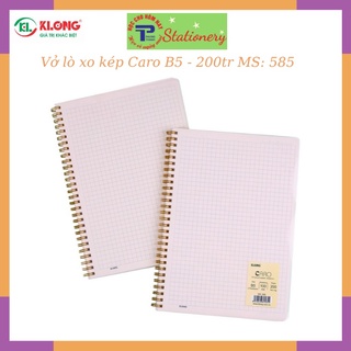  Vở lò xo kép Caro Klong  6x6  mm khổ B5 - 200 trang bìa nhựa trong suốt tập sổ Klong; MS: 585 