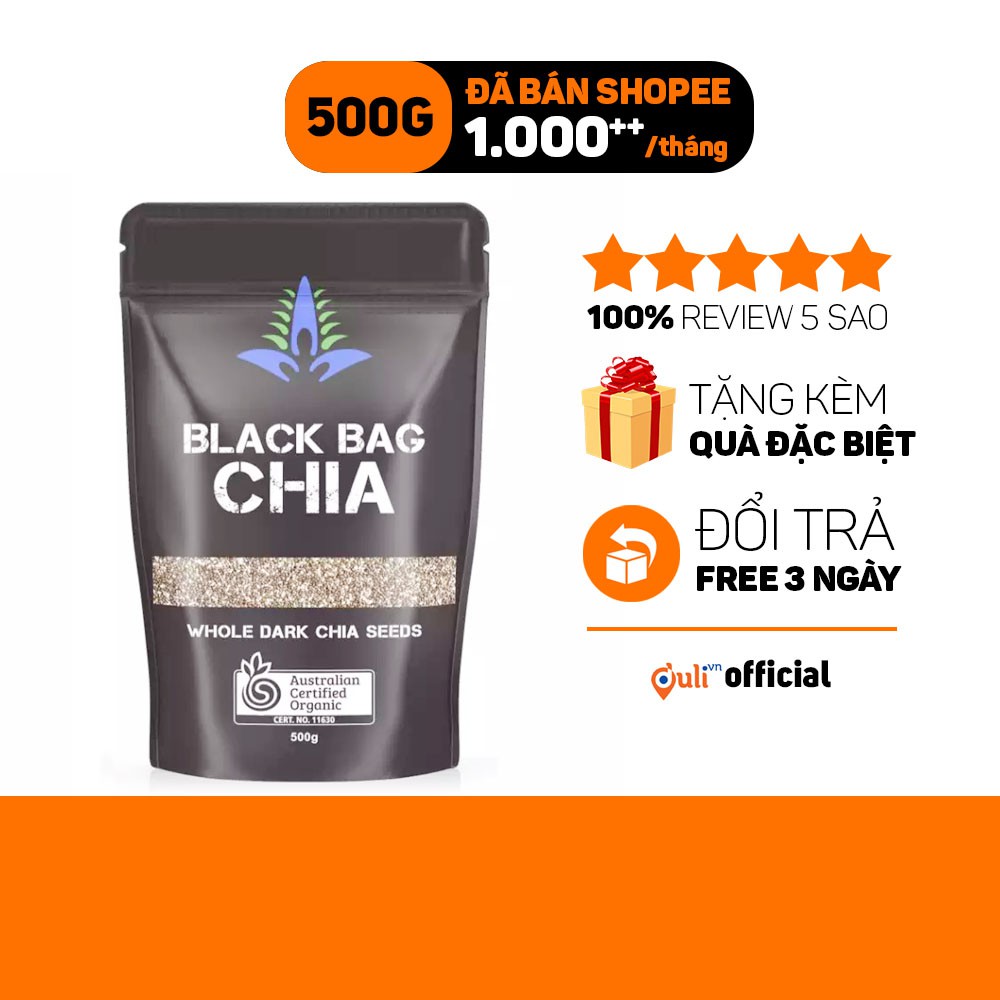 Hạt Chia Úc Giảm Cân Chính Hãng 500g Black Bag tặng thực đơn giảm cân - HCD