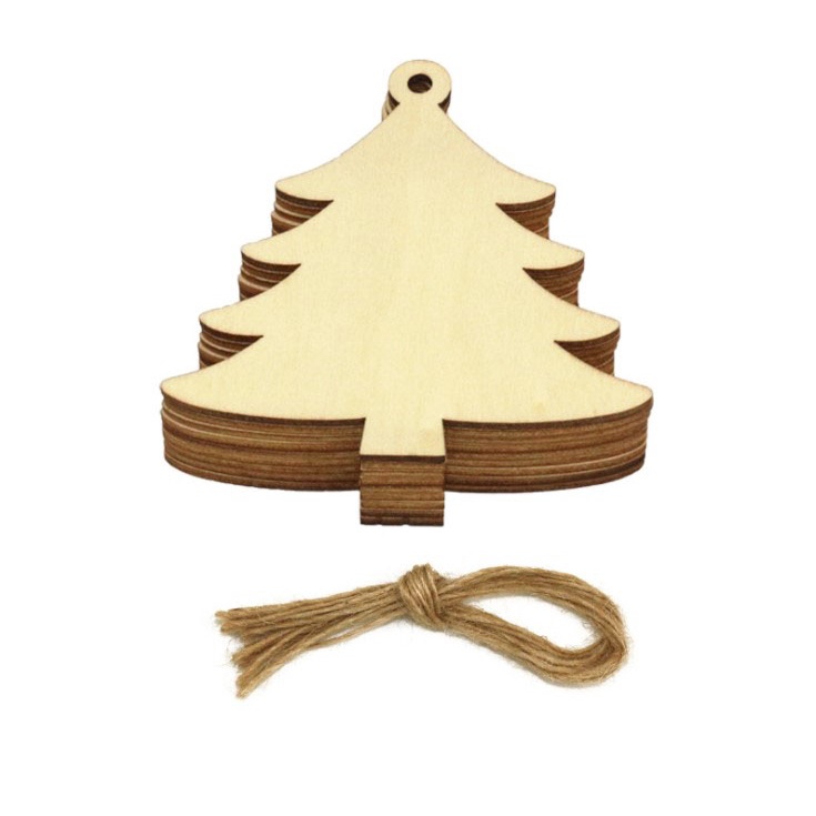 Set 10 Miếng Gỗ Handmade Trang Trí Cây Thông Noel, Trang Trí Giáng Sinh