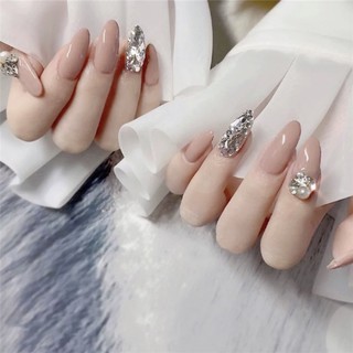 YADORNOS [Hàng mới về] Set 24 móng tay giả đính đá lấp lánh thời trang sang trọng cho nữ'