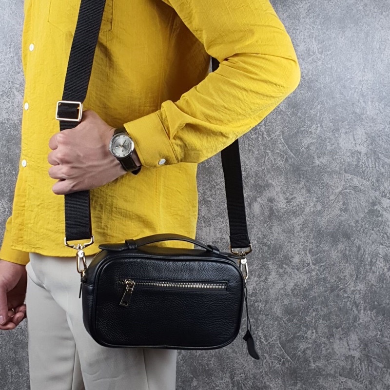 Clutch cầm tay da bò cao cấp có dây đeo