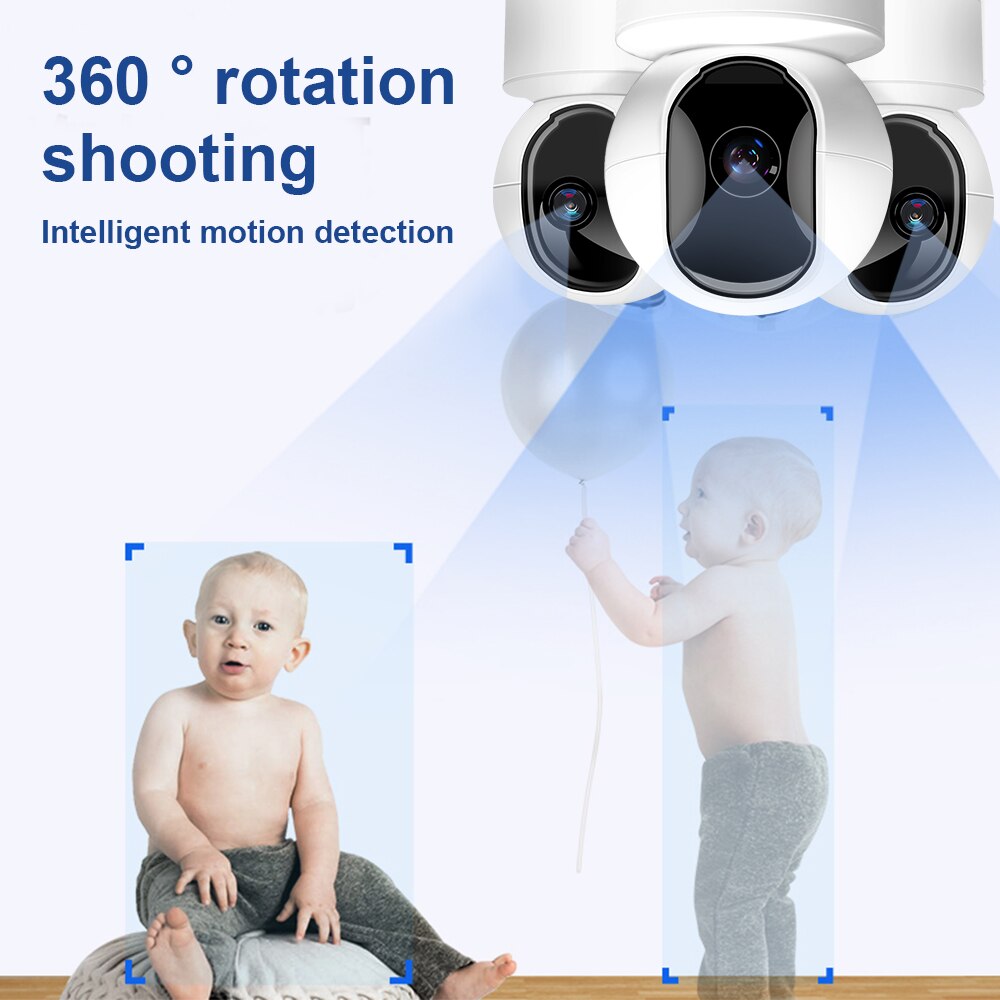 EVKVO - Theo dõi tự động - 2.4G & 5G WIFI - Tầm nhìn ban đêm đầy đủ màu sắc - YI LOT APP FHD 3MP Mini WIFI CCTV Camera Rotate IR Night Vision Wireless PTZ IP Camera CCTV