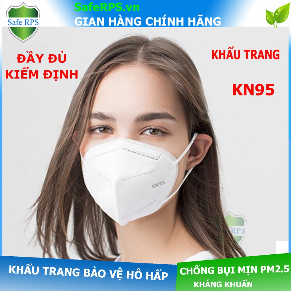 Khẩu trang N95 KN95 5 lớp chống bụi mịn PM2.5, có kẹp kim loại chắc chắn ở sống mũi