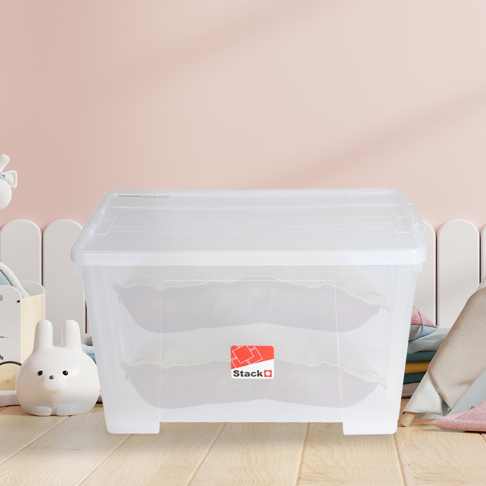 HomeBase STACKO Hộp đựng đồ có bánh xe bằng nhựa Thái Lan 110L 6655 W71x 47.5 H42 cm trong suốt