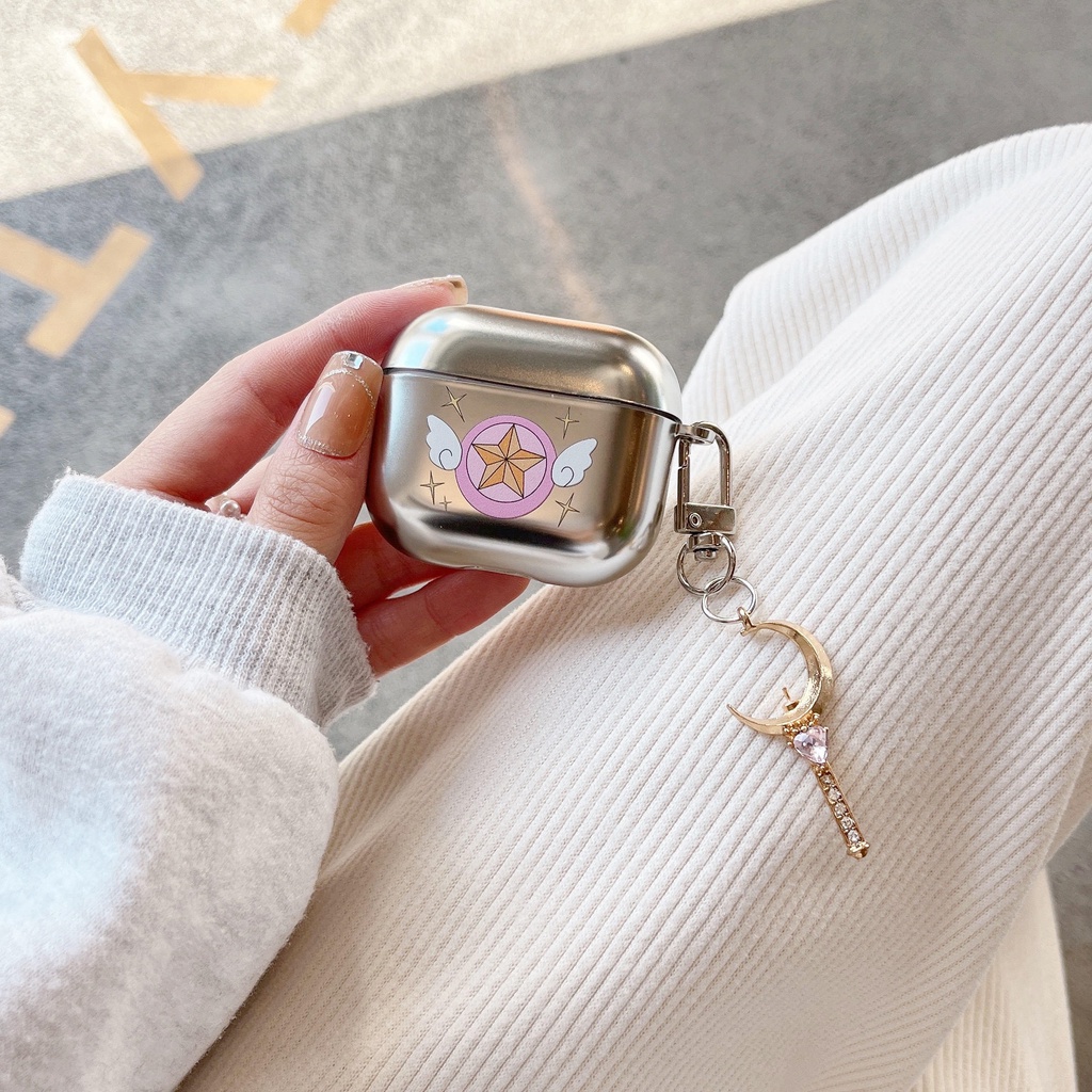 Vỏ Bảo Vệ Hộp Sạc Tai Nghe compatible AirPods3 compatible AirPods3 Apple compatible AirPods3 compatible AirPods3 Màu Nhám Mạ Điện Hình Đá Mặt Trăng/Mặt Trăng Độc Đáo