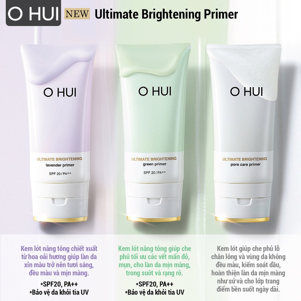 Kem lót nâng tông chiết xuất hoa oải hương làm đều màu và sáng da OHUI Ultimate Brightening Lavender Primer 45ml | BigBuy360 - bigbuy360.vn