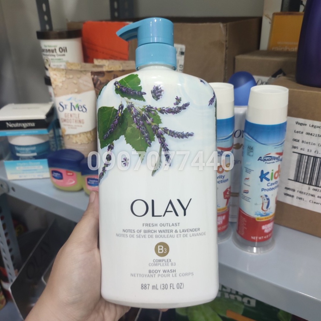 Sữa tắm dưỡng ẩm Olay Fresh Outlast Hương Lavender Mỹ 887ml - EDS Hàng Mỹ
