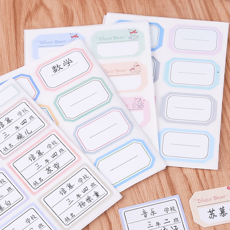 Set 6 tấm nhãn dán ghi tên phân loại chống thấm nước cho bé
