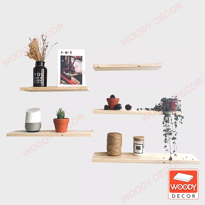 Kệ Gỗ Treo Tường Kệ Sách Thanh Ngang LOẠI 1 Gỗ Lõi Xanh Chống Ẩm Kèm Quà Tặng Woody Decor