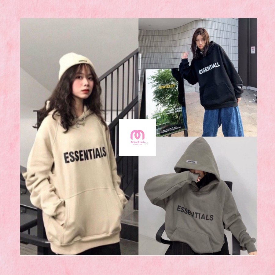 [ Có video+ Hình ảnh thật] Áo  Khoác Nỉ Nam nữ  Hoodie Unisex ESSENTIALLL 3 Màu dưới 70kg - Dáng Rộng Kèm Mũ G090 _Miuxi