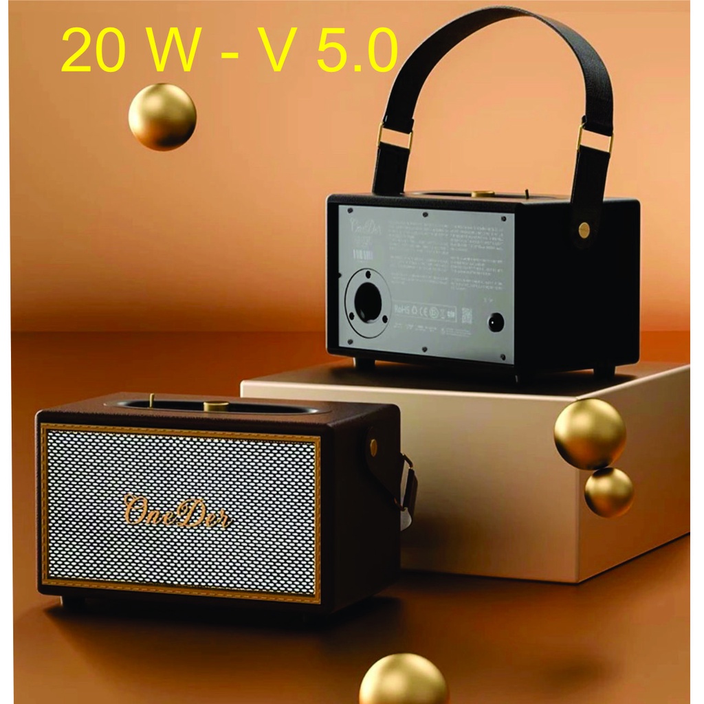 Siêu phẩm Loa Bluetooth Onder D6 Bằng gỗ bọc da công suất 20W