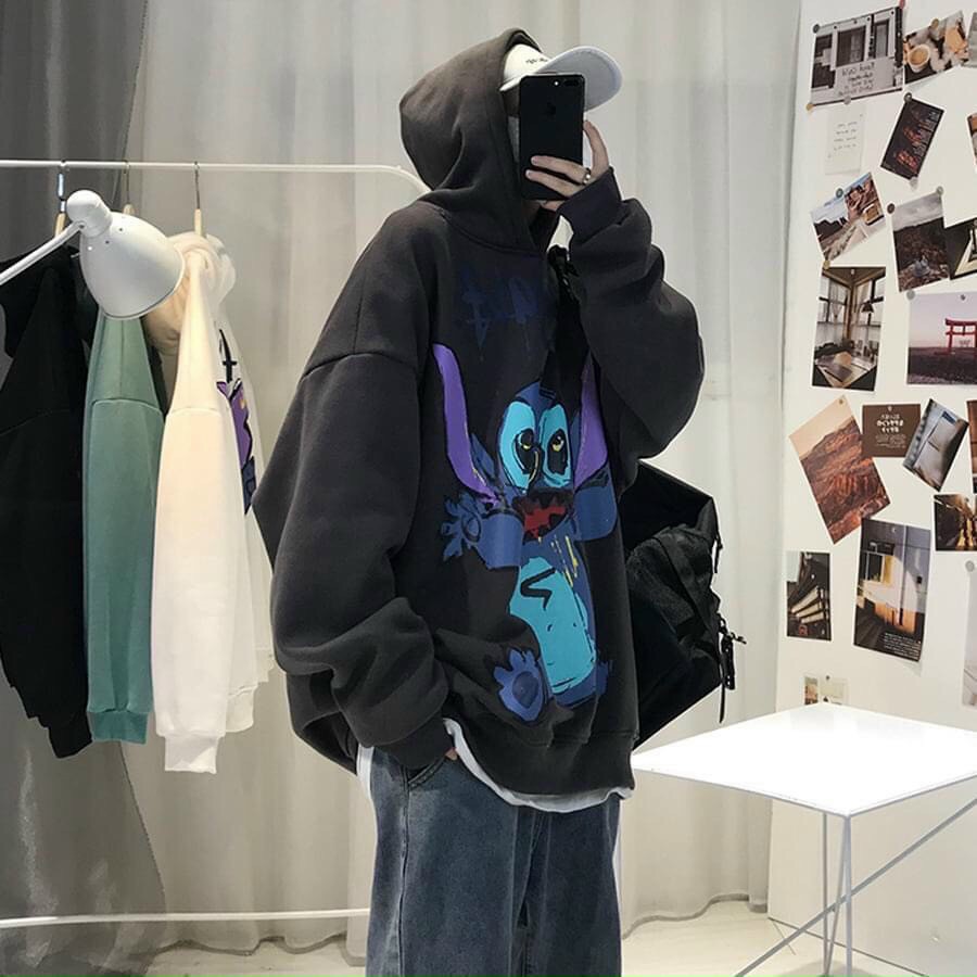 Áo hoodie nỉ ngoại in Stitch