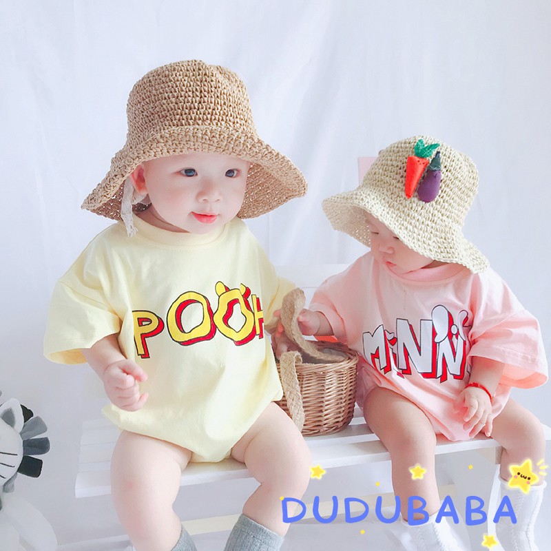 Áo liền quần ngắn tay dáng rộng họa tiết xinh xắn cho bé 0-18 tháng tuổi