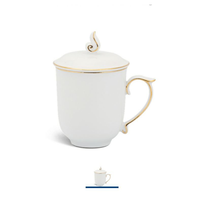 Ly sứ viềng chỉ vàng 300 ml - Trắng gốm sứ Minh Long
