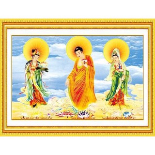 Tranh đính đá Tây phương tam thánh 120x80cm VS156