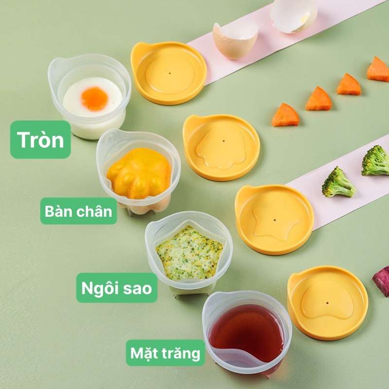 (Mẫu mới) Khuôn Hấp Trứng Làm Bánh cho bé, làm Caramen Thạch Flan kèm chổi quét silicon và tách lòng trứng