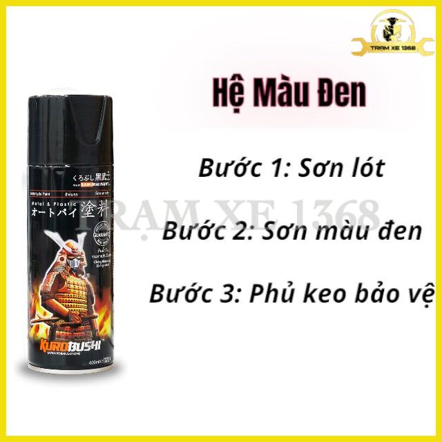 Sơn xịt Samurai Đen Nhám Đen Bóng Chịu Nhiệt chất lượng Nhật Bản