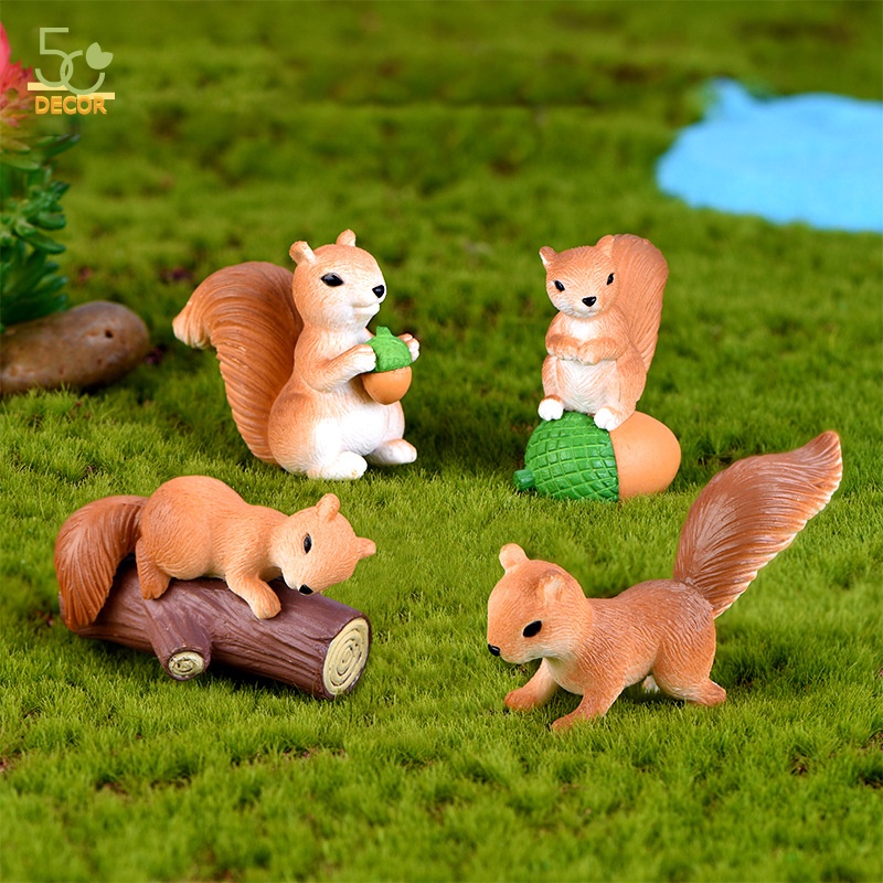 Mô hình sóc mini, mô hình trang trí tiểu cảnh terrarium, trang trí bàn làm việc, trang trí cây cảnh phong cách hoạt hình