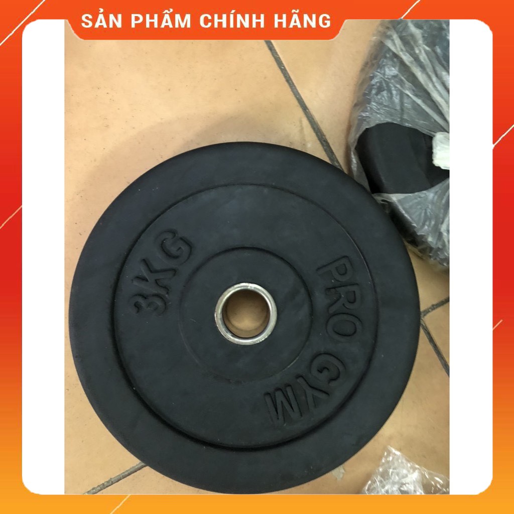 Bánh tạ cao su pro gym đặc 3 kg lỗ nhỏ phi 30