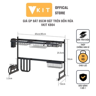 Giá úp bát 85cm đặt trên bồn rửa bát chén đa năng Vkit KB04