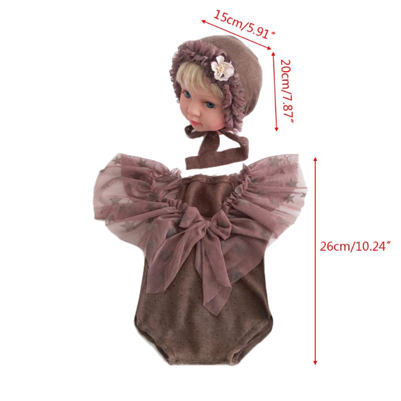 Mary☆2Pcs/set Newborn Baby Photo Props Outfits Wraps Hat Clothes Set Infants Full Moon Photography