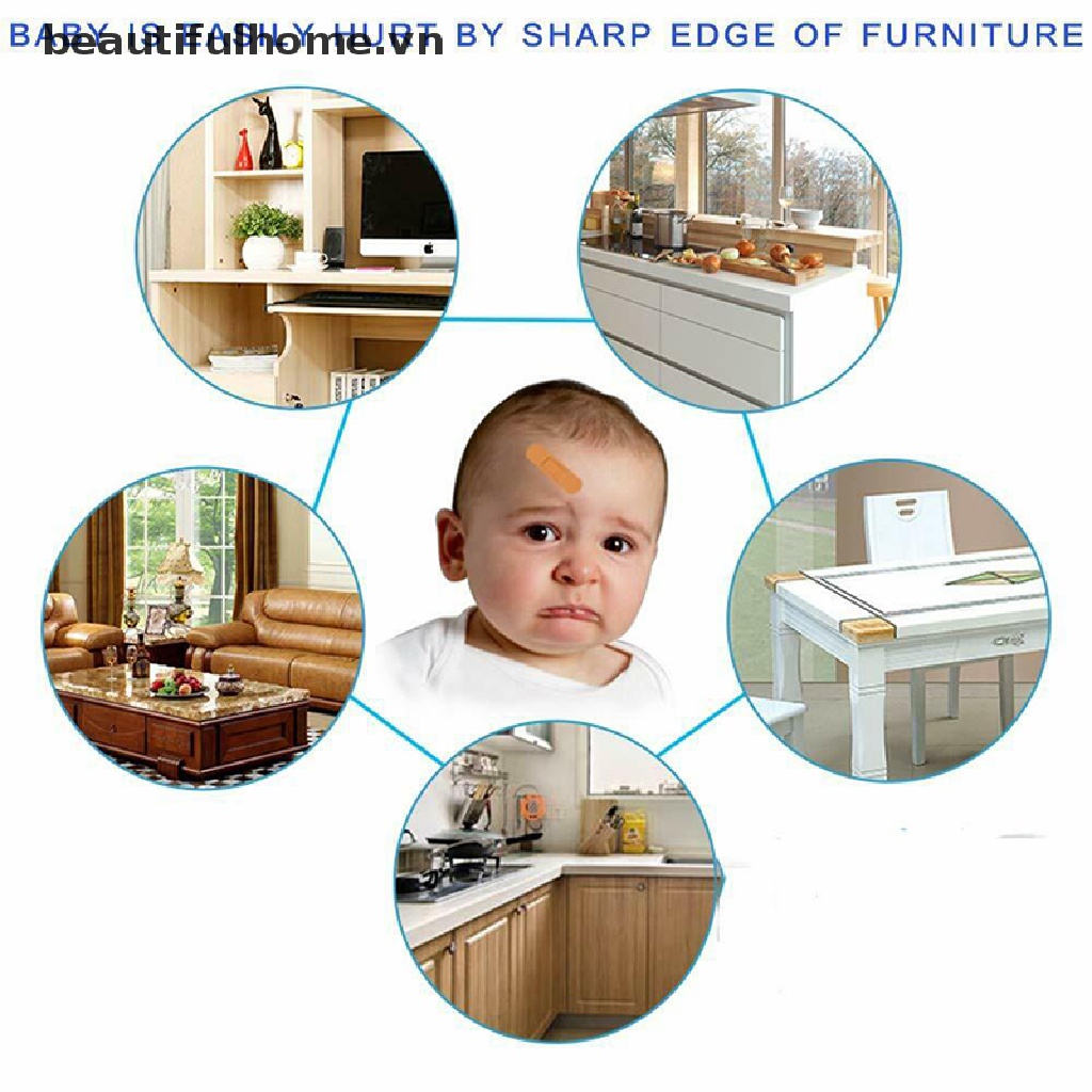 Bộ 4 Miếng Bọc Cạnh Bàn Bằng PVC Trong Suốt Bảo Vệ An Toàn Cho Bé