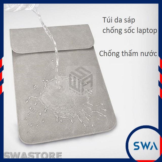 [Kiêm bàn di chuột] Túi chống sốc da sáp cho macbook và ultrabook, chống thấm nước, SWASTORE