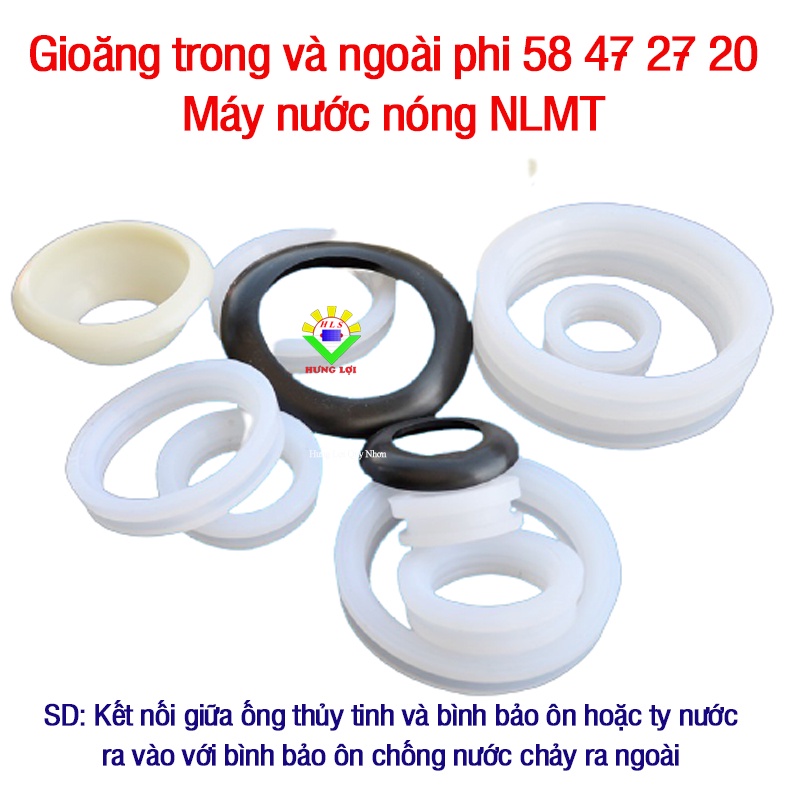 Gioăng ron trong và ron ngoài phi 58, 47, 27, 20 dùng cho máy nước nóng năng lượng mặt trời