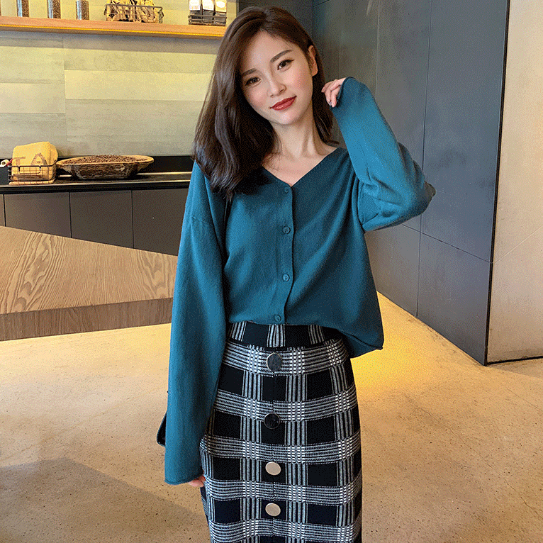 Áo Khoác Sweater Dệt Kim Mỏng Cổ Chữ V Thời Trang Cho Nữ 173221