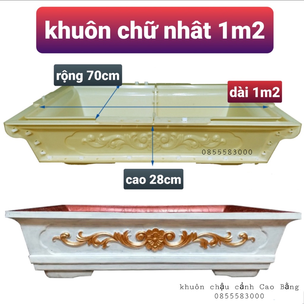 Khuôn đúc chậu cảnh chữ nhật 1m2 (khuôn chậu ABS có lòng trong)