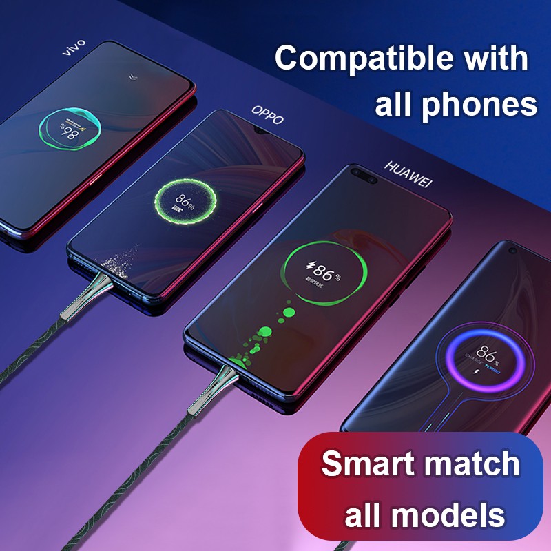 Cáp Sạc Nhanh KAXOE Cho Điện Thoại / Android Micro Usb / Type-c Có Đèn Led 5a
