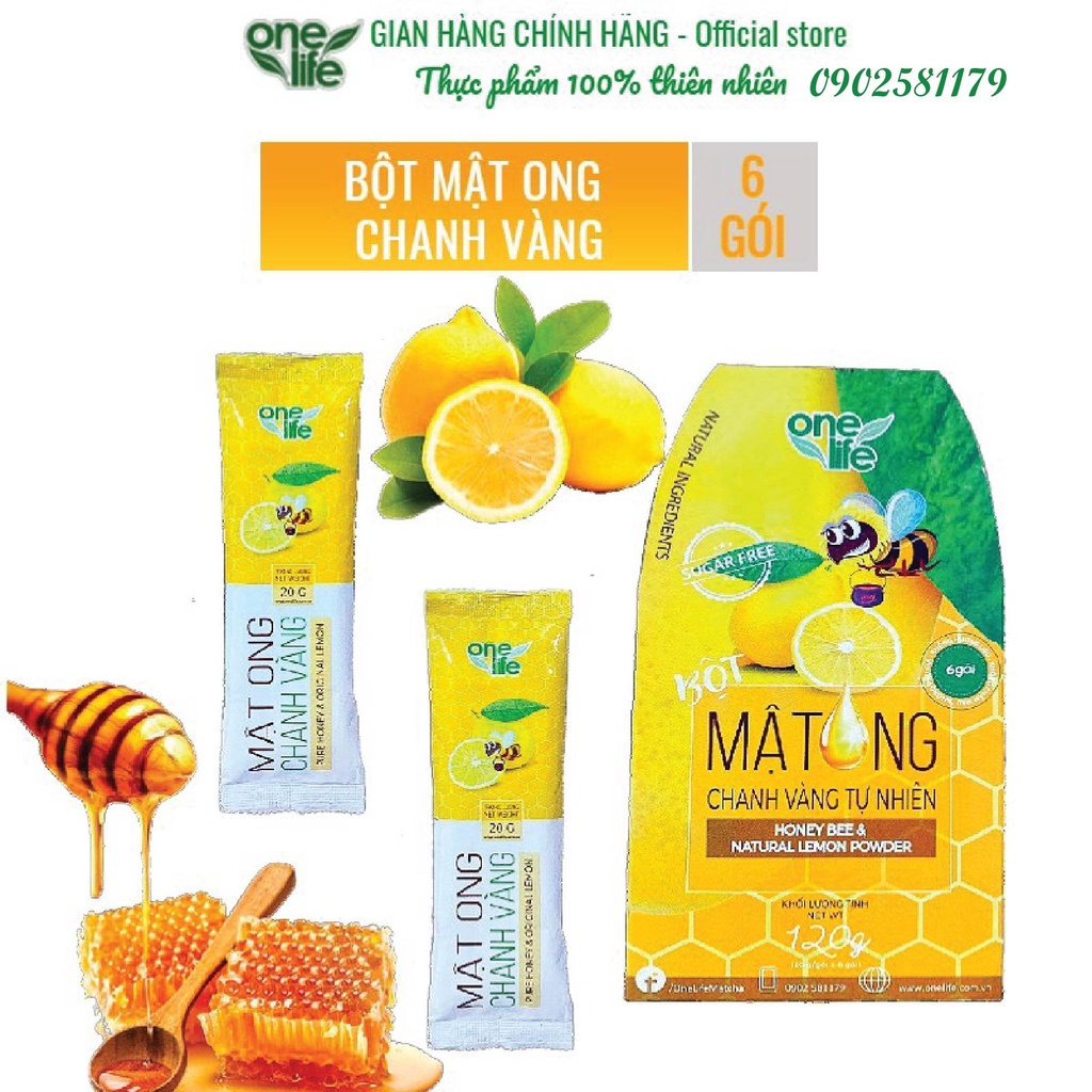 Hộp 25 gói Bột Mật Ong Chanh Vàng ONELIFE hòa tan uống liền giảm cân, không đường