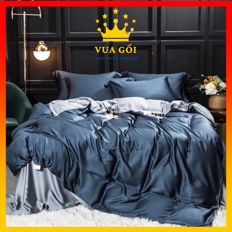 Bộ Chăn Ga Gối Lụa Tencel 100S Cao Cấp Chăn Drap Nhập Khẩu Siêu Sang Xịn Min Mát Sét Chuẩn 04 Món
