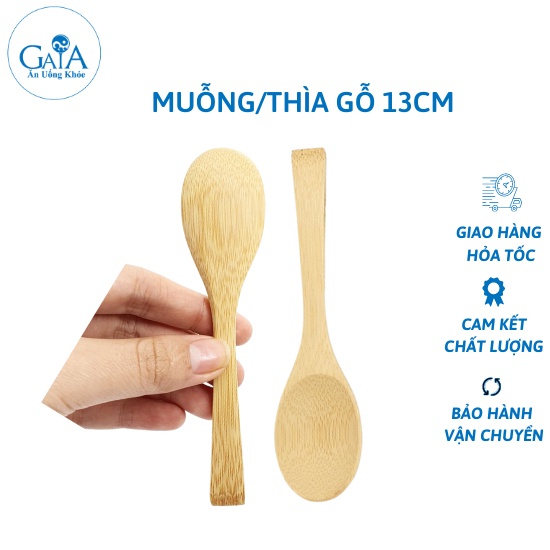 Muỗng gỗ/ Thìa gỗ bằng tre xúc gia vị, múc bột, uống trà cafe dài 13cm chống mốc