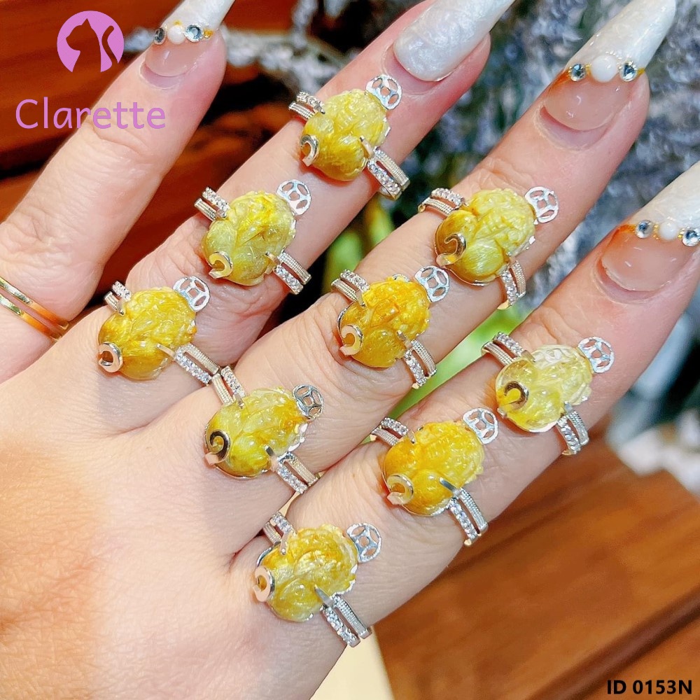 Nhẫn bạc tỳ hưu đá ttóc vàng Clarette 0153N