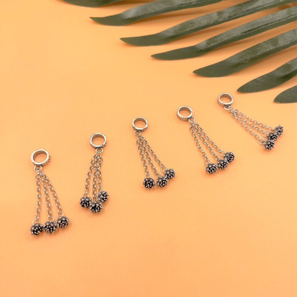 Charm ống treo 3 hoa sen lủng lẳng bạc thái lỗ lớn - Charm Bạc 925 - Mã CA940