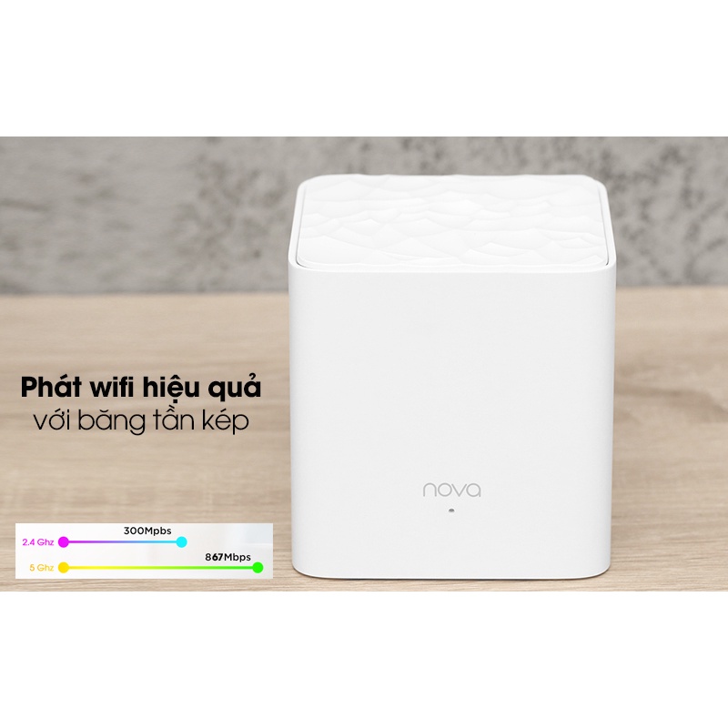 Router Wi-Fi Mesh Tenda Nova MW3 chuẩn AC1200, ghép nối không dây, phủ sóng 300m2, kết nối 20 thiết bị