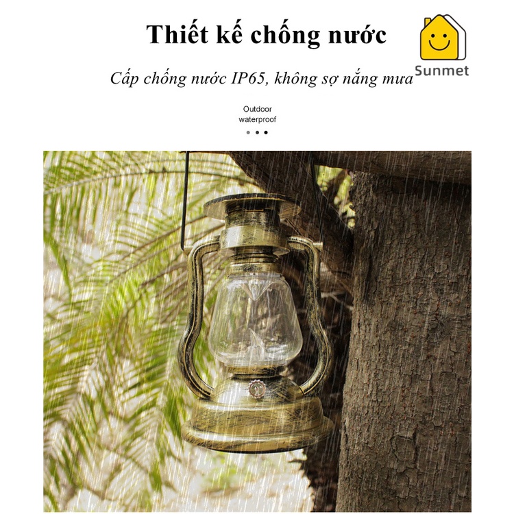 Đèn Bình Dầu Treo VINTAGE Trang Trí DECOR Sân Vườn Sử Dụng Năng Lượng Mặt Trời chống nước SUNMET.