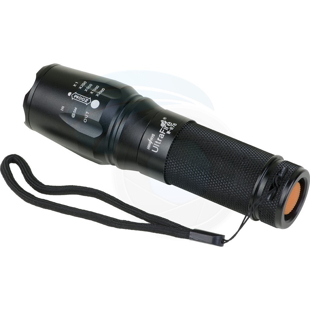 Đèn pin siêu sáng bóng led, kèm pin, XML-T6 police pin mini cầm tay chống nước tự vệ chuyên dụng