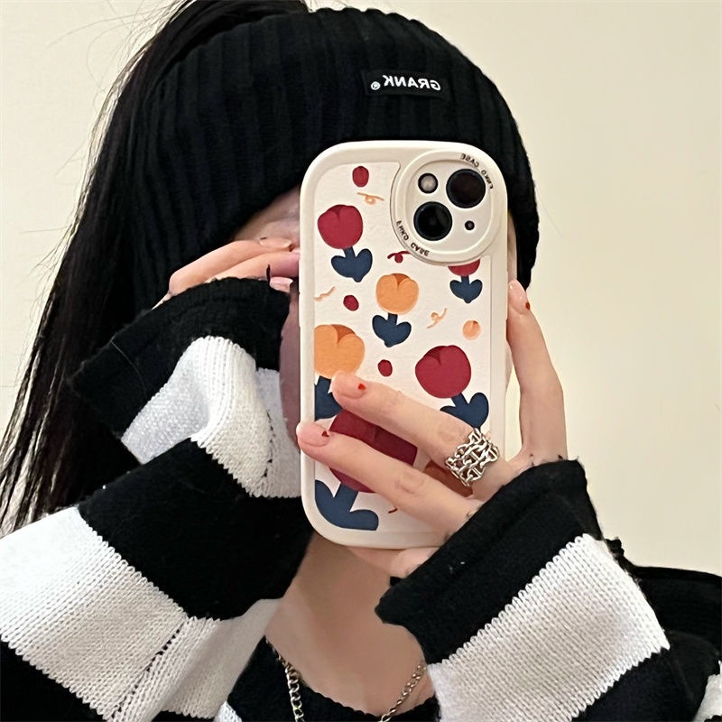 Ốp điện thoại silicon họa tiết hoa tulip YJX4 cho iPhone 12 13 11 Pro Max X Xs Max Xr