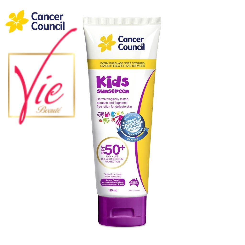 Kem Chống Nắng Trẻ Em Cancer Council Kids Sunscreen SPF50+ UVA-UVB bảo vệ làn da bé 110ml