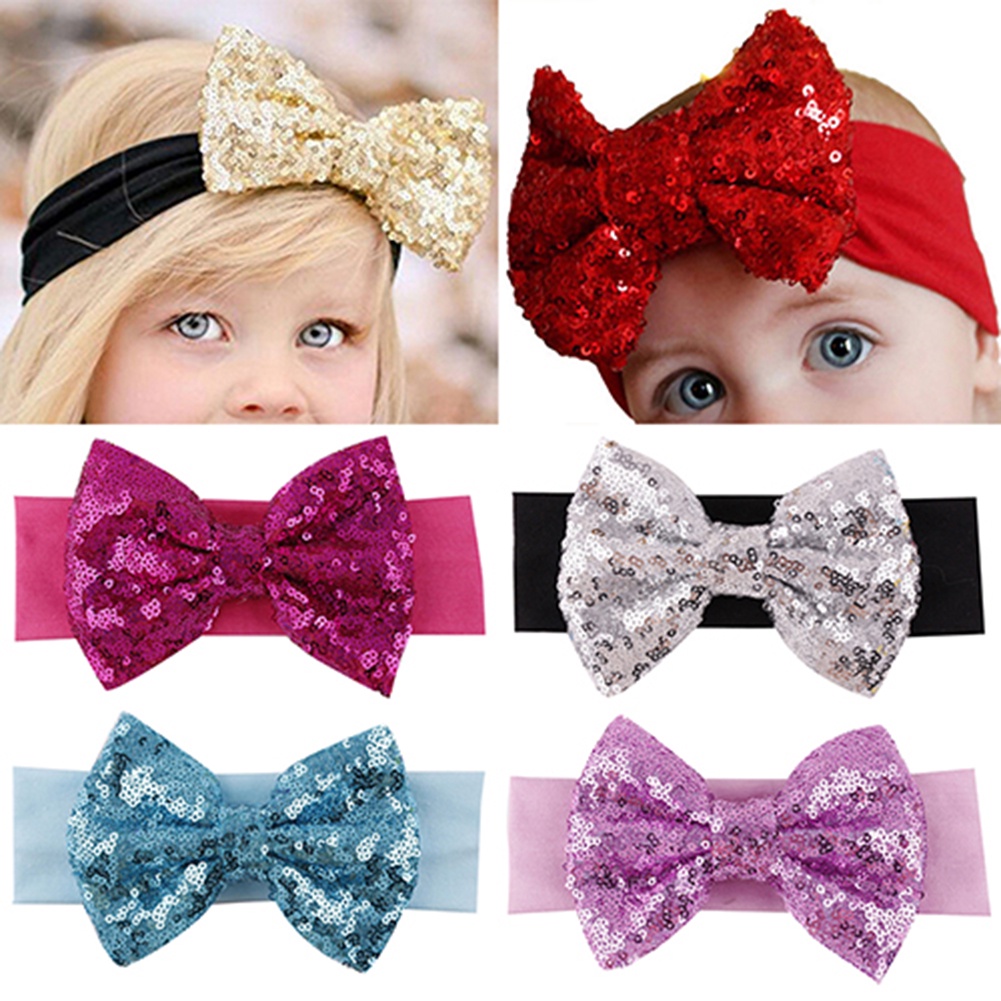 Băng Đô Nơ Kim Tuyến Lấp Lánh Cho Bé Gái