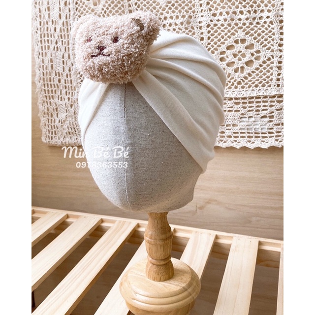 Mũ turban gấu bông dễ thương cho bé gái