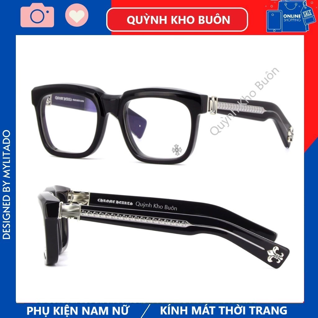 ❒✴✺Gọng kính cận Chrome Hearts Hàng Hiệu nam nữ , mắt vuông bản tiêu chuẩn 1-1 kiểu dáng thời trang 6073