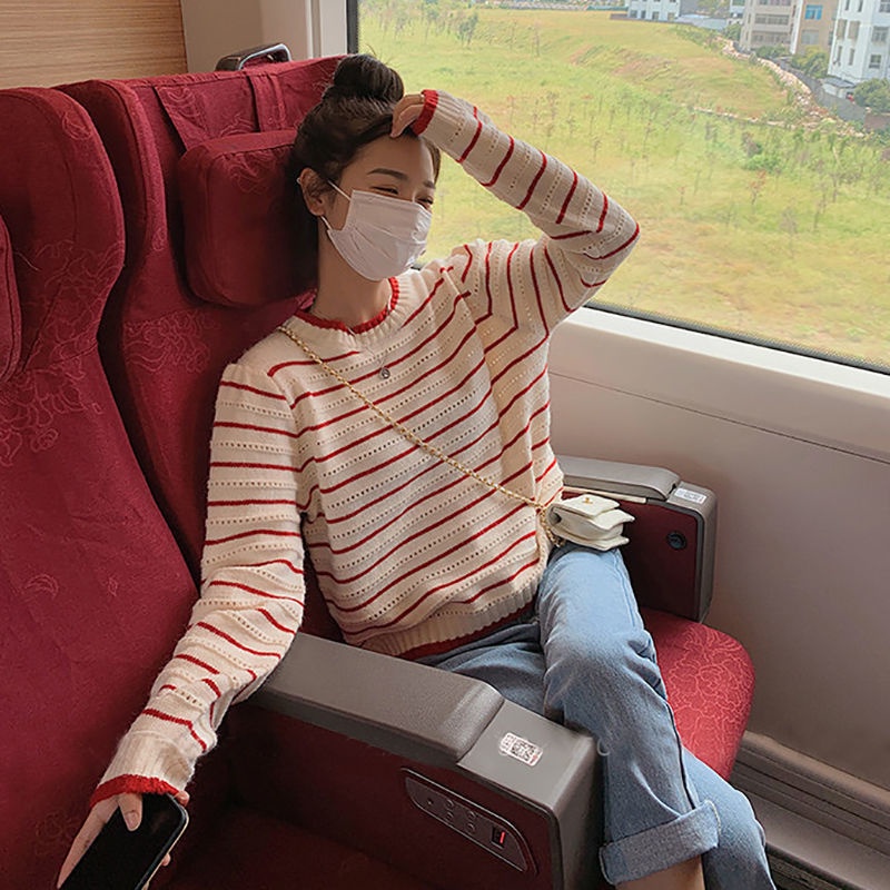 Áo Sweater Cổ Tròn Họa Tiết Kẻ Sọc Thời Trang Mới 2023 Cho Nữ111110