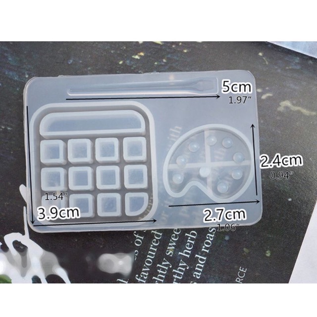 Khuôn resin đúc bảng màu và cọ vẽ